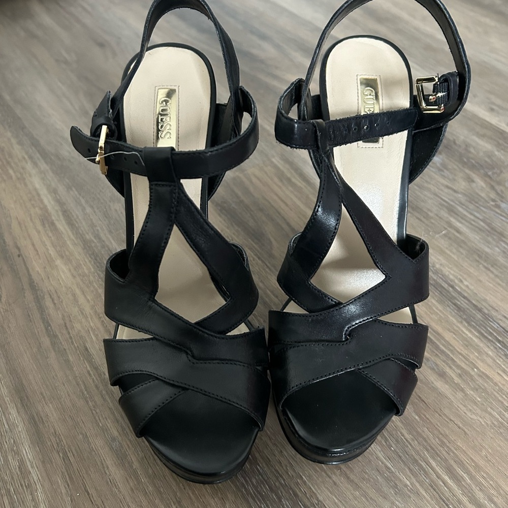 Guess Black Strappy Heels